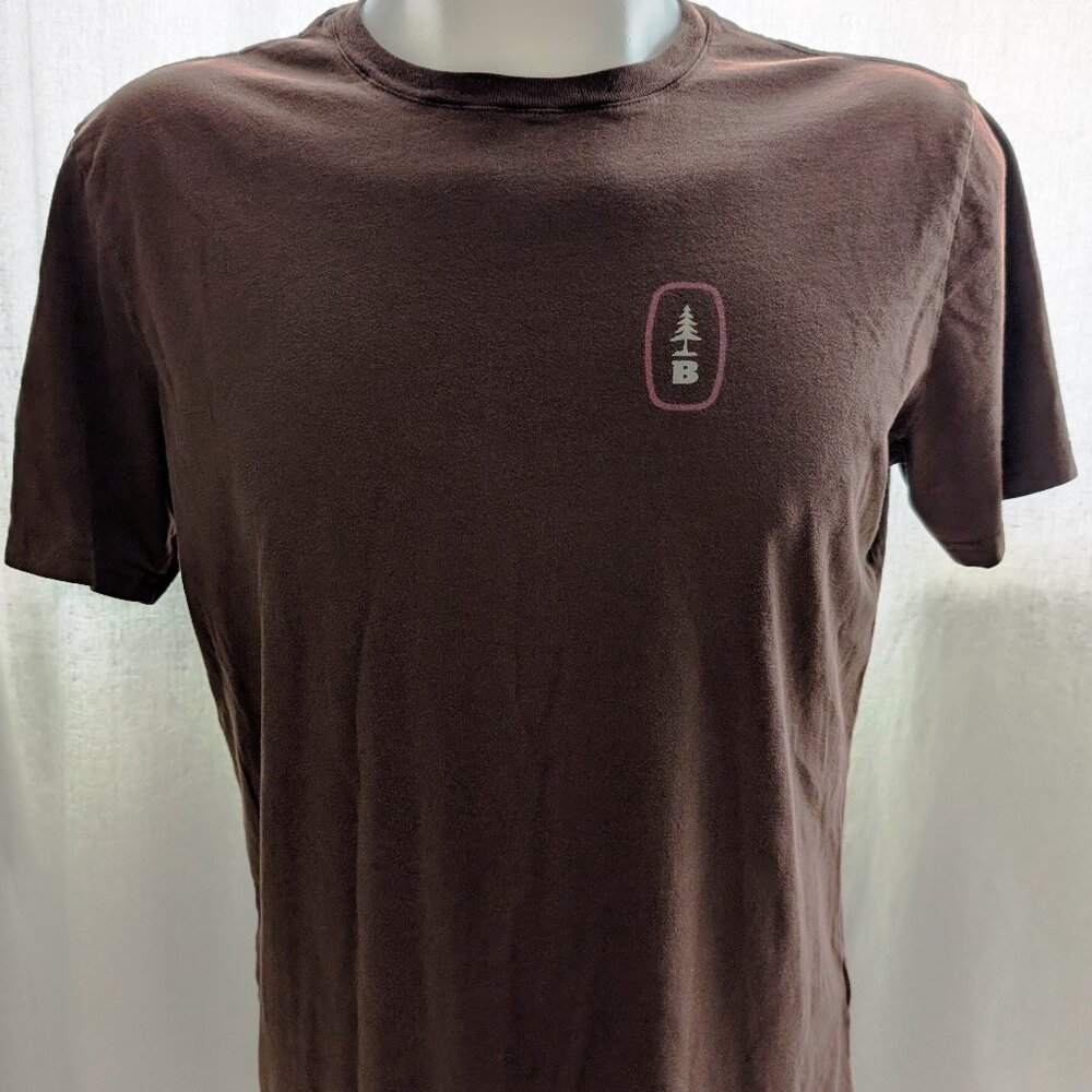 Bass Outdoor Brown Tee (L) – “Be Outside” Maine Flag Graphic, Soft Faded Fit